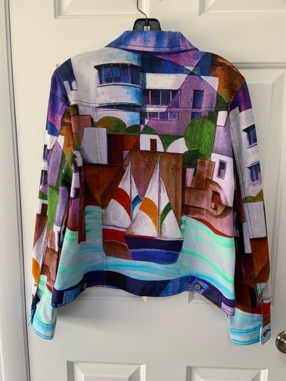 Abstract Multi-Color Print Women's Jacket - Picture 2 of 5